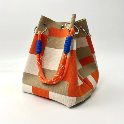 2025 Retro Floral Knitted Handbag – Mixed-Color Tote Bag with Safety Clasp Closure