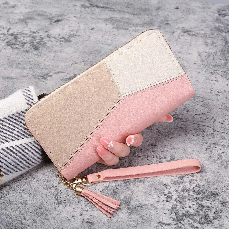 Women's Fashion Zipper Wallet: Long PU Leather Handbag with Coin Purse, Card Holder - Stylish Billfold Wallet