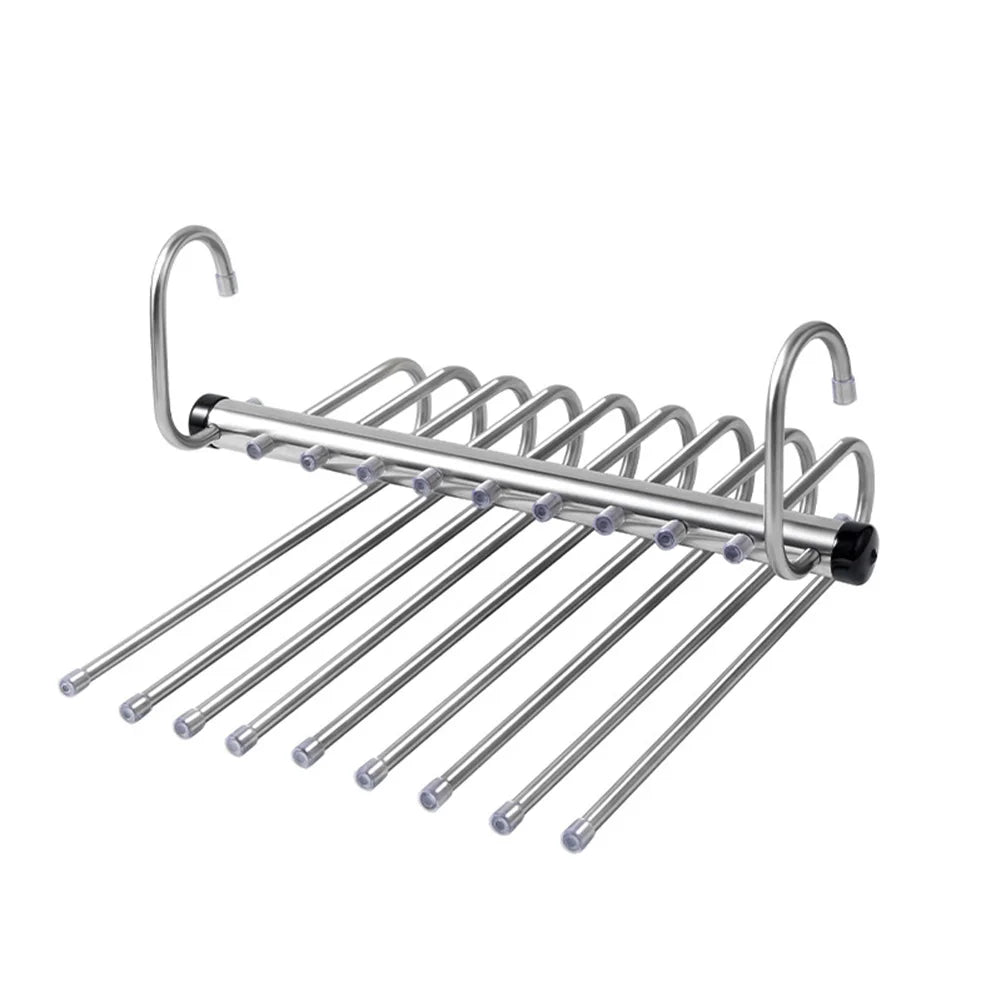 Stainless Steel Multi-Tier Pants Hanger — 5/9 Tier Space-Saving Closet Organizer for Jeans, Trousers, Scarves & Clothes