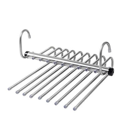 Stainless Steel Multi-Tier Pants Hanger — 5/9 Tier Space-Saving Closet Organizer for Jeans, Trousers, Scarves & Clothes