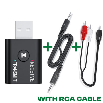 Bluetooth 5.0 Audio Transmitter & Receiver – 3.5mm AUX, RCA, USB Stereo Wireless Adapter for TV, Car, Speaker & Headphones