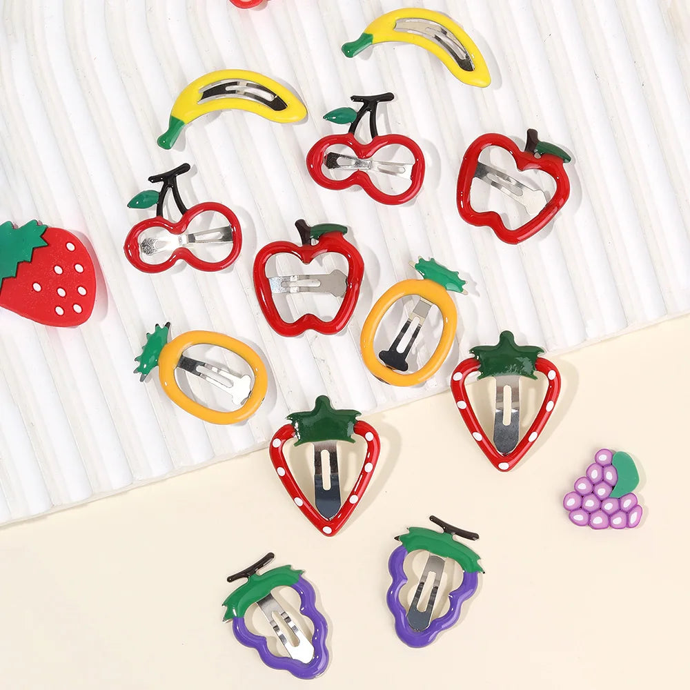 10-Piece Cute Fruit Hair Clip Set - Strawberry BB Hairpins for Girls, Colorful Everyday Styling Accessories for Children