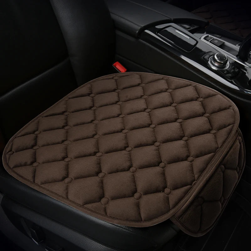 Thick Plush Car Seat Cushion Set - Warm Anti-Slip Three-Piece Winter Seat Covers