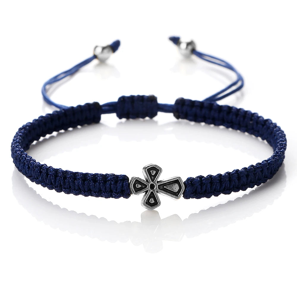 Prayer Cross Rope Bracelet - Handmade Adjustable Nylon Lucky Bangle Jewelry Gift for Women & Men