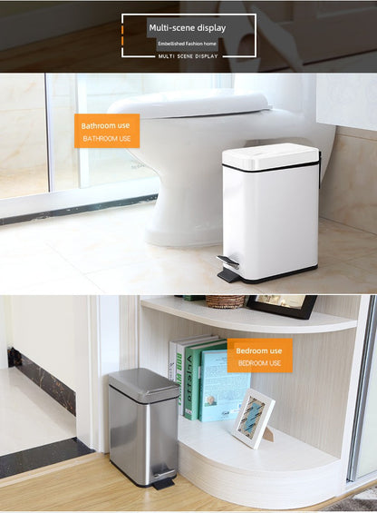 Stainless Steel Pedal Trash Can – Large Home & Living Room Trash Bin with Lid, Nordic Style Bathroom Waste Bin