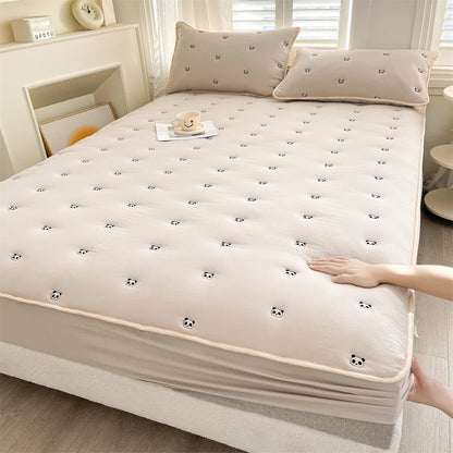 Thick Embroidered Mattress Cover 90x200 – Elastic Fitted Sheet Queen Size Bed Cover (Pillowcase Sold Separately)