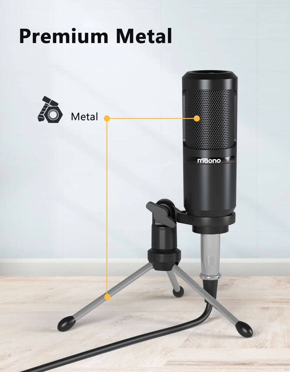 Maono PM360TR Condenser Podcast Microphone – 3.5mm Mic for Computer, Laptop, Phone, Sound Card, YouTube, Gaming & Recording