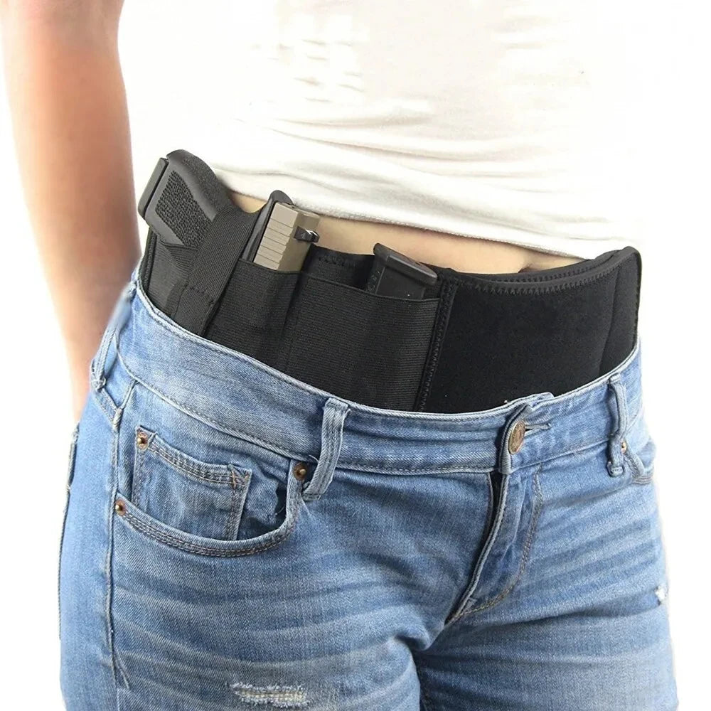 Tactical Concealed Carry Belly Holster Waist Band Belt – Portable Hidden Gun Holster for Outdoor Hunting & Self Defense