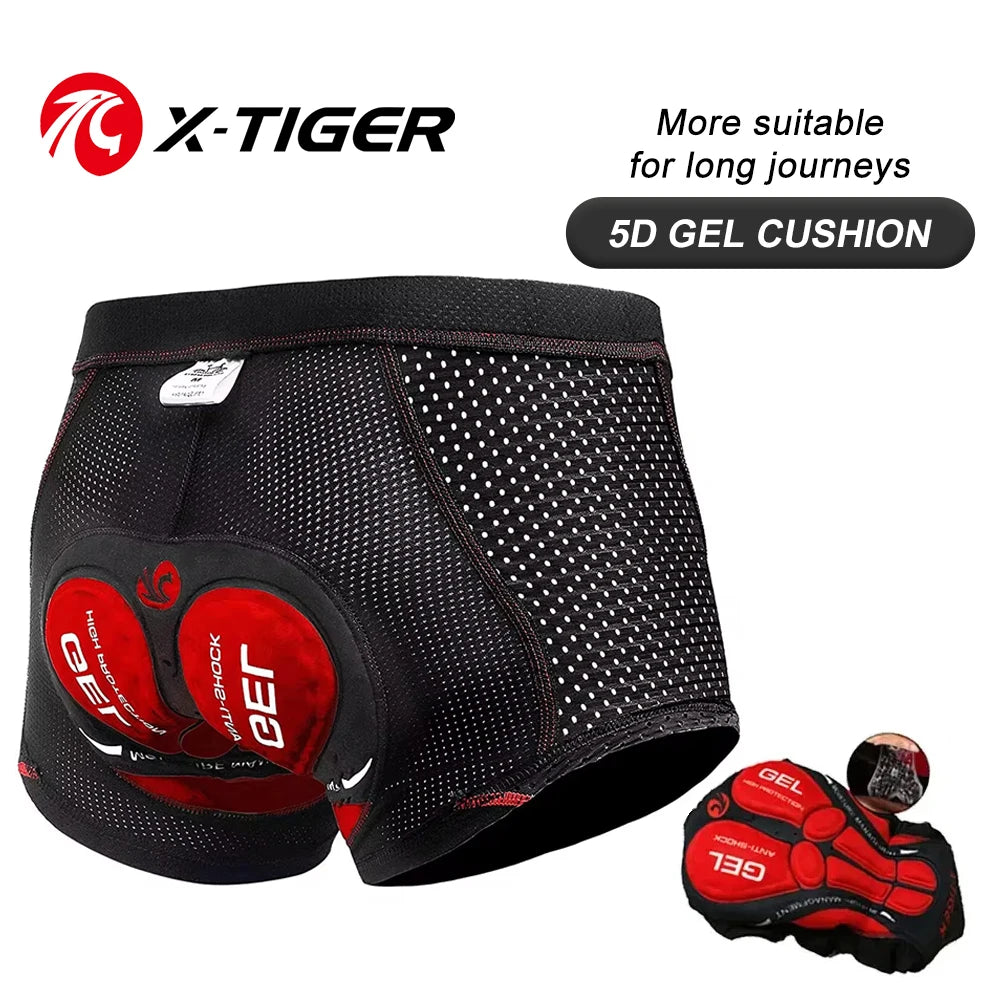 X-TIGER Men’s Cycling Underwear Shorts – 5D Gel Pad, Breathable Non-Slip Bike Shorts for MTB & Road Cycling