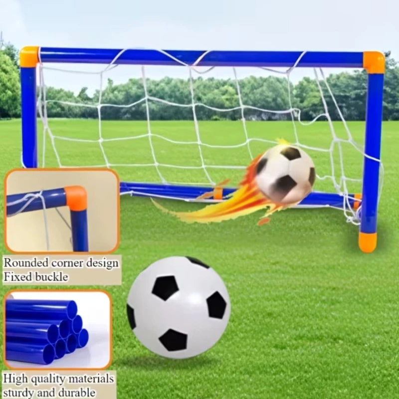 Portable Kids Soccer Goal Set - Indoor Outdoor Mini Football Net with Ball & Pump for Training and Beach Games