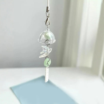 Y2K Green Flying Bird Beaded Keychain – Wind Chime Charm for Phone, Camera, Earphone Case