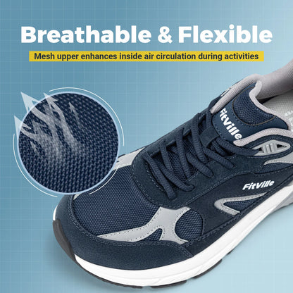 FitVille Wide Width Men’s Walking Shoes – Arch Support Sneakers for Flat Feet, Heel Pain & Plantar Fasciitis Relief