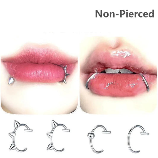 Stainless Steel Fake Nose Ring – Hoop Septum Rings, C-Clip Lip Ring, Non-Pierced Body Jewelry for Women