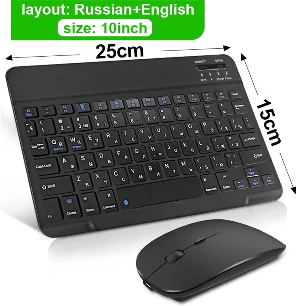 Bluetooth Wireless Keyboard & Mouse Set – Multi-Language Support for iOS, Android, Windows, iPad & Tablets