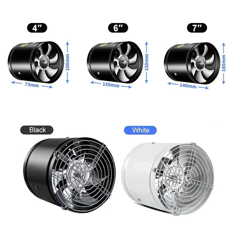 Powerful Silent Exhaust Fan – One-Way Booster, Quiet Inline Duct Blower with Pure Copper Motor, Low Noise HVAC Vent