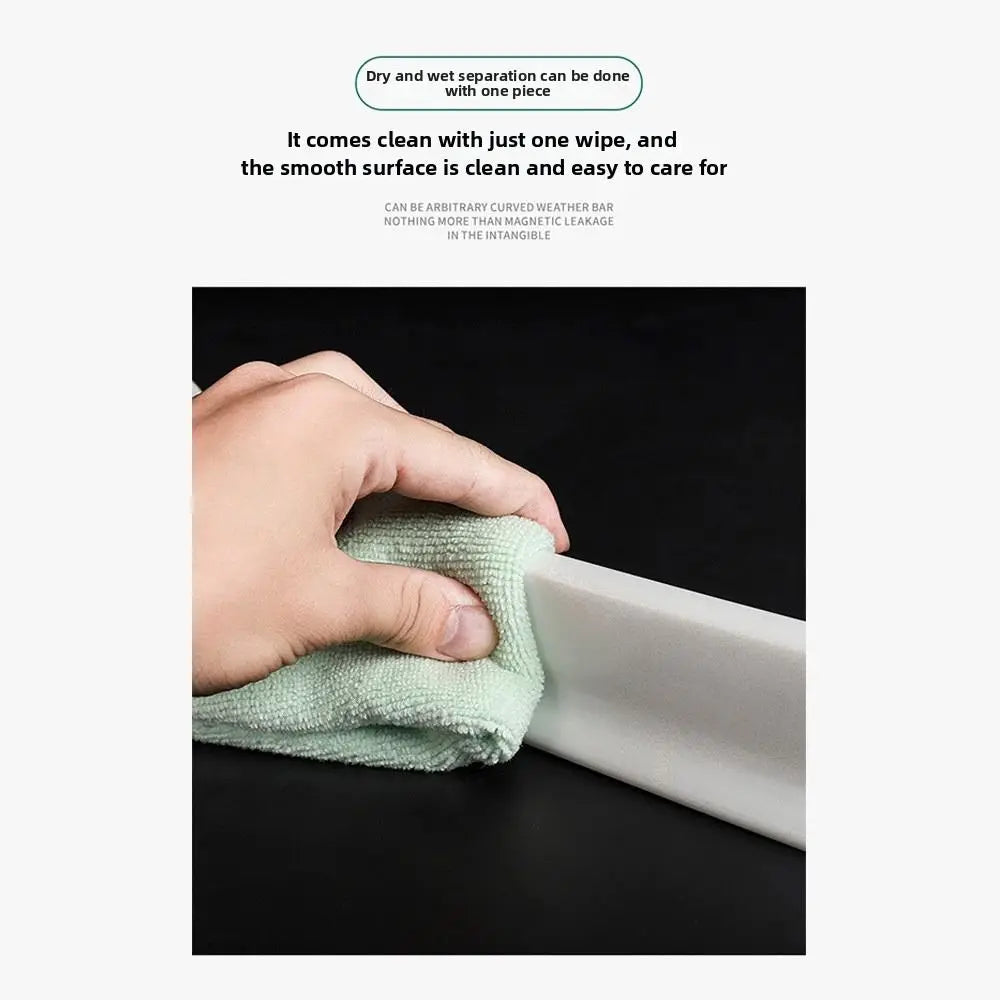 Collapsible Silicone Shower Water Barrier - Self-Adhesive Waterproof Threshold Strip for Bathroom Wet-Dry Separation