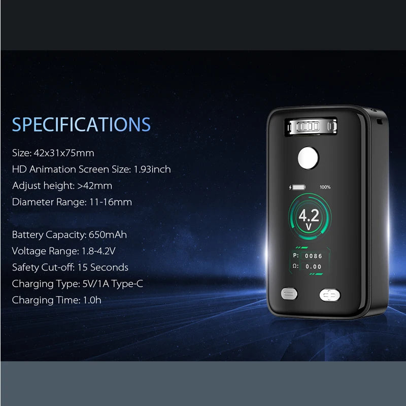 Yocan Uni 3 Portable Electronic Soldering Iron – 650mAh Adjustable 510 Thread Welding Tool (1.8V–4.2V)