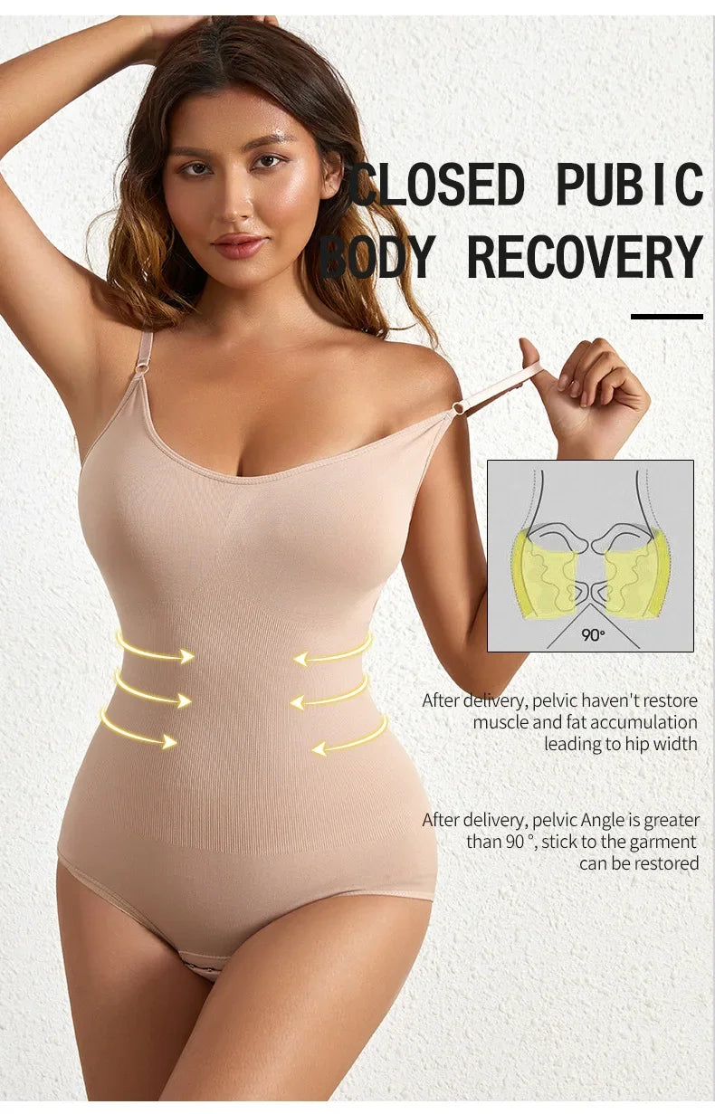 Women's Solid Seamless Shapewear Bodysuit - Tummy Control, Butt Lifting Slimming Body Shaper Underwear