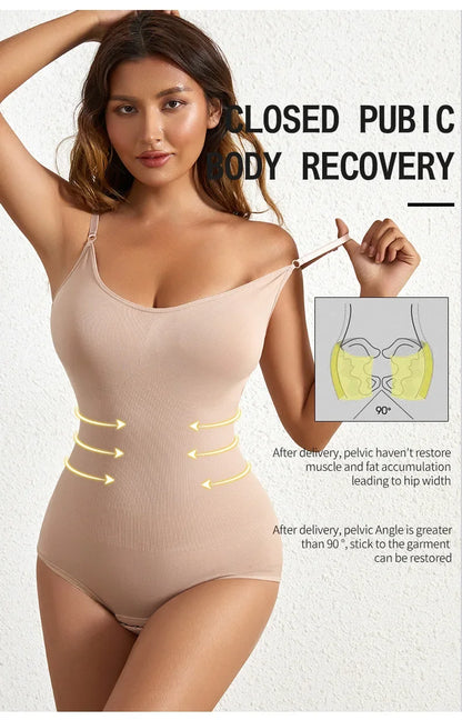 Women's Solid Seamless Shapewear Bodysuit - Tummy Control, Butt Lifting Slimming Body Shaper Underwear