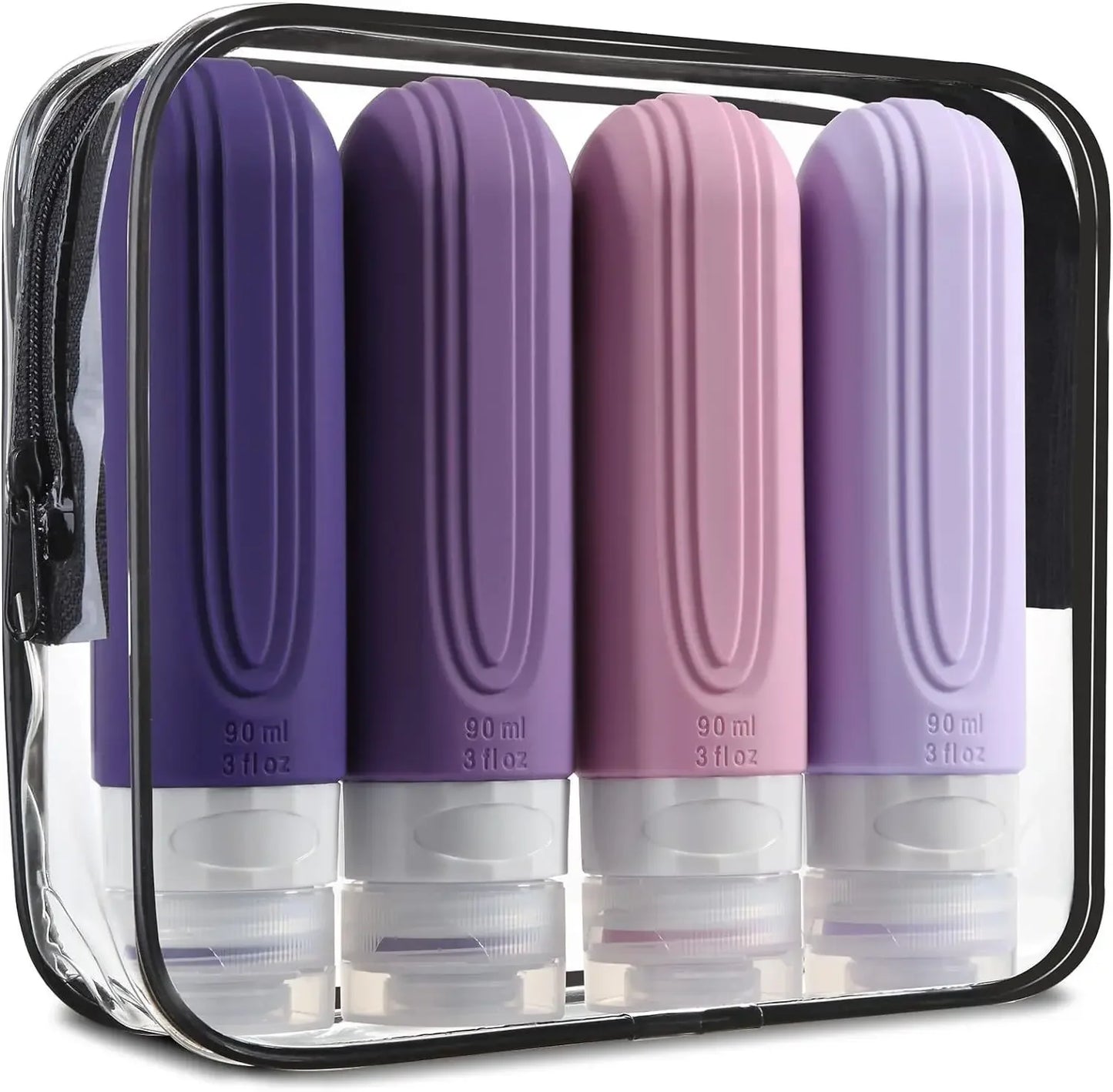 90ml Silicone Travel Bottles Set – Leak-Proof, Refillable Dispenser for Shampoo & Conditioner