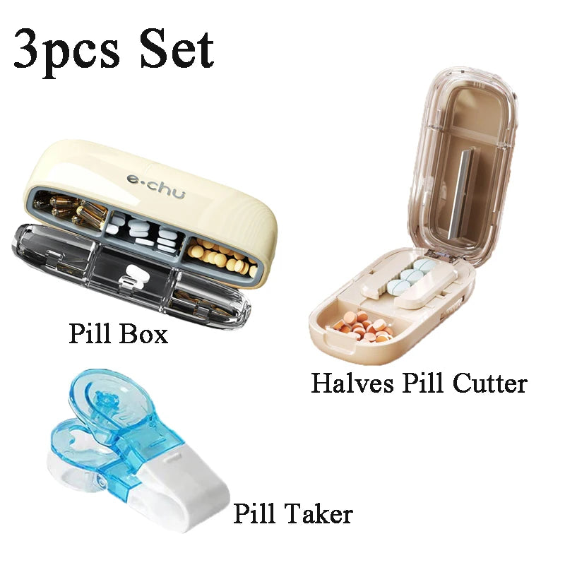 Portable Pill Organizer – 3 Times a Day Travel Pill Box with Compartments for Vitamins & Medicines, Small Pocket Medicine Case