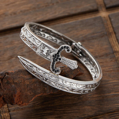 Retro Sword-Shaped Bracelet – Creative Open Bangle for Men & Women, Fashionable Party Jewelry Gift