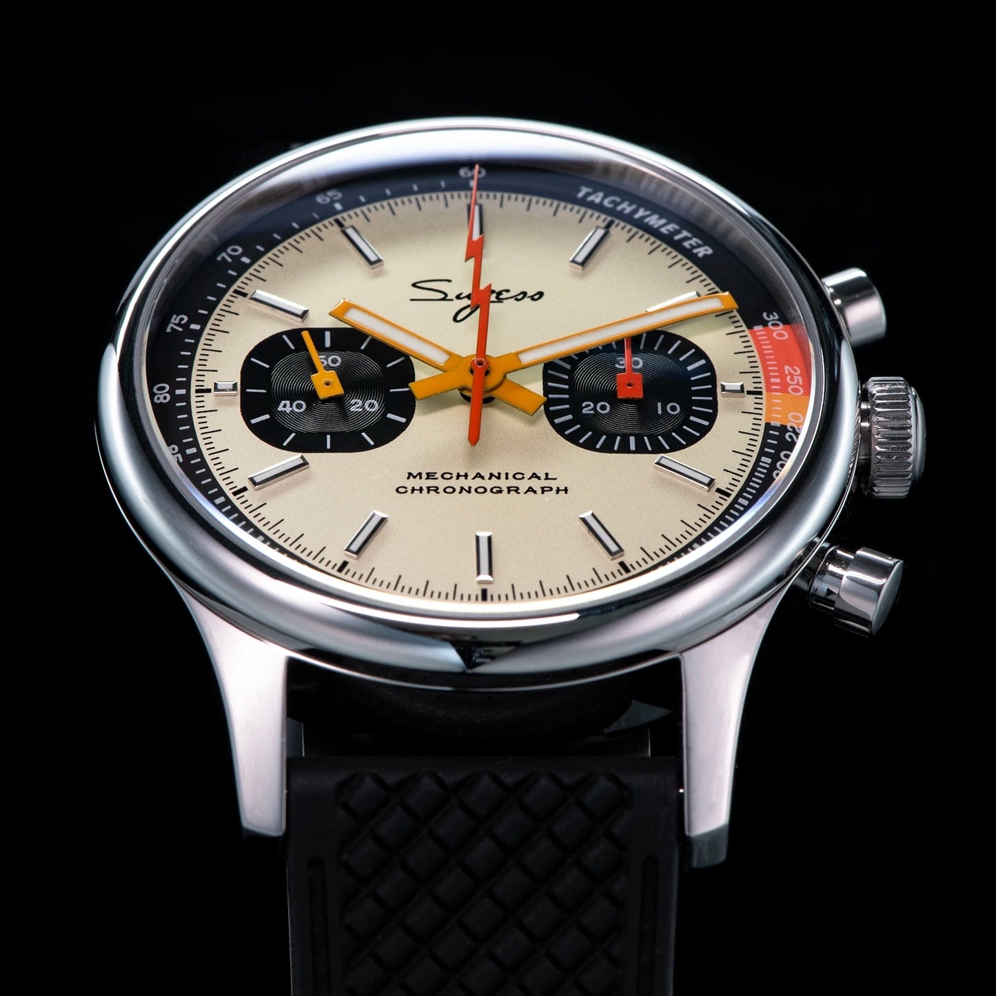 Sugess Pilot Men’s Chronograph Watch — Original ST1901 Mechanical Movement, Sapphire Crystal, Waterproof Racing Strap