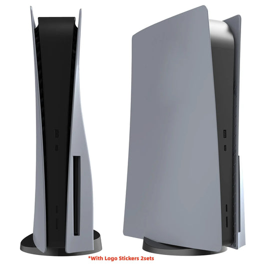 PS5 30th Anniversary Replacement Faceplate Shell – Gray Hard Plastic Cover with Logo Vinyl Sticker for PS5 Console