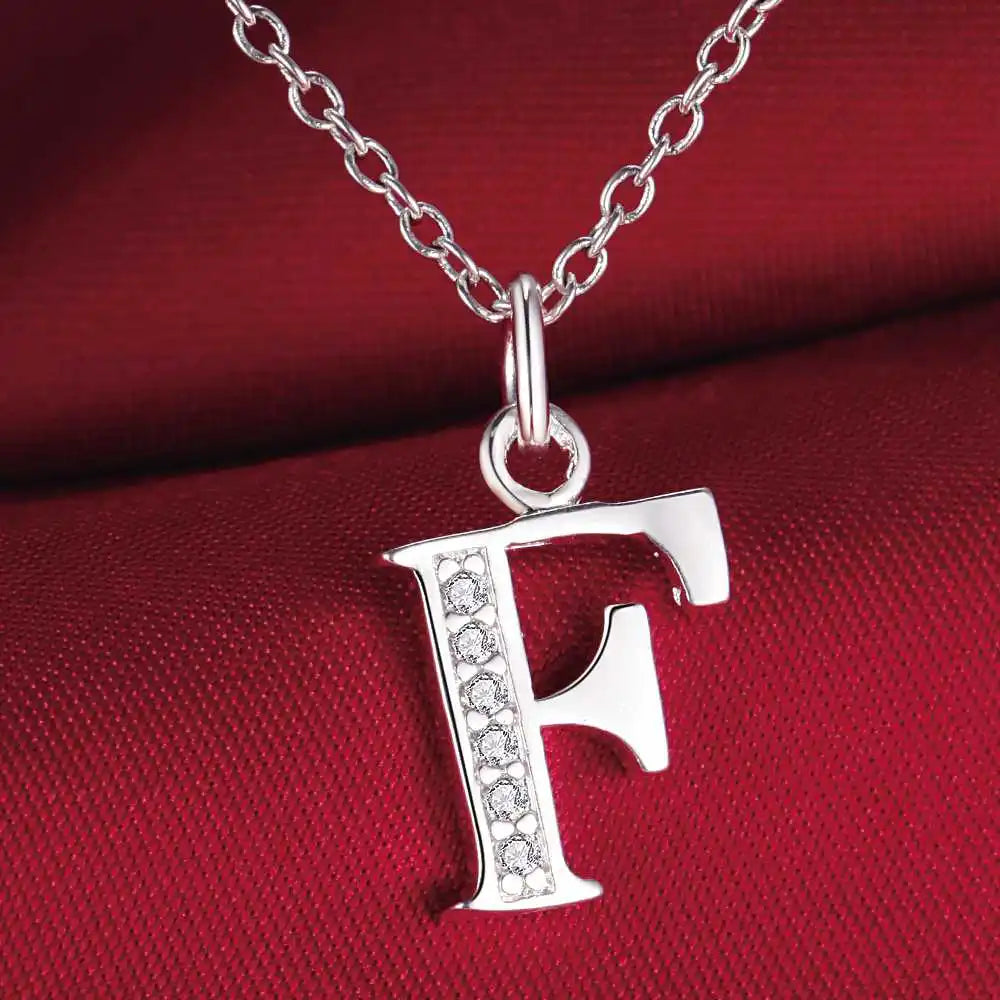 26 Letters 925 Sterling Silver Zircon Necklace Pendant – Personalized Alphabet Jewelry for Women | Elegant Wedding & Gift Accessory