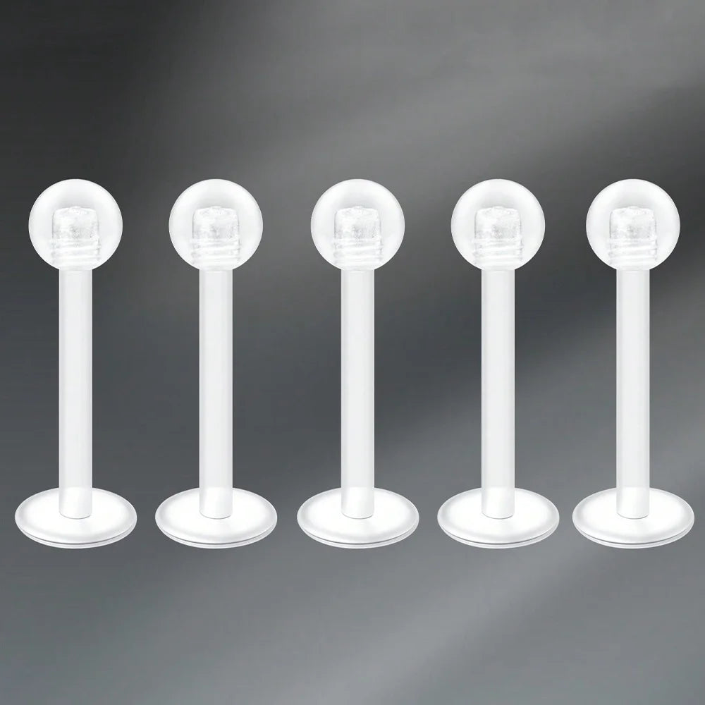 Transparent UV Acrylic Body Piercing Set – Navel, Nose, Septum, Ear & Lip Rings