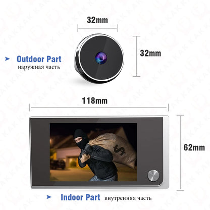 3.5" Digital Door Peephole Camera - 120° Wide Angle HD Electronic Door Viewer Bell Home Security System