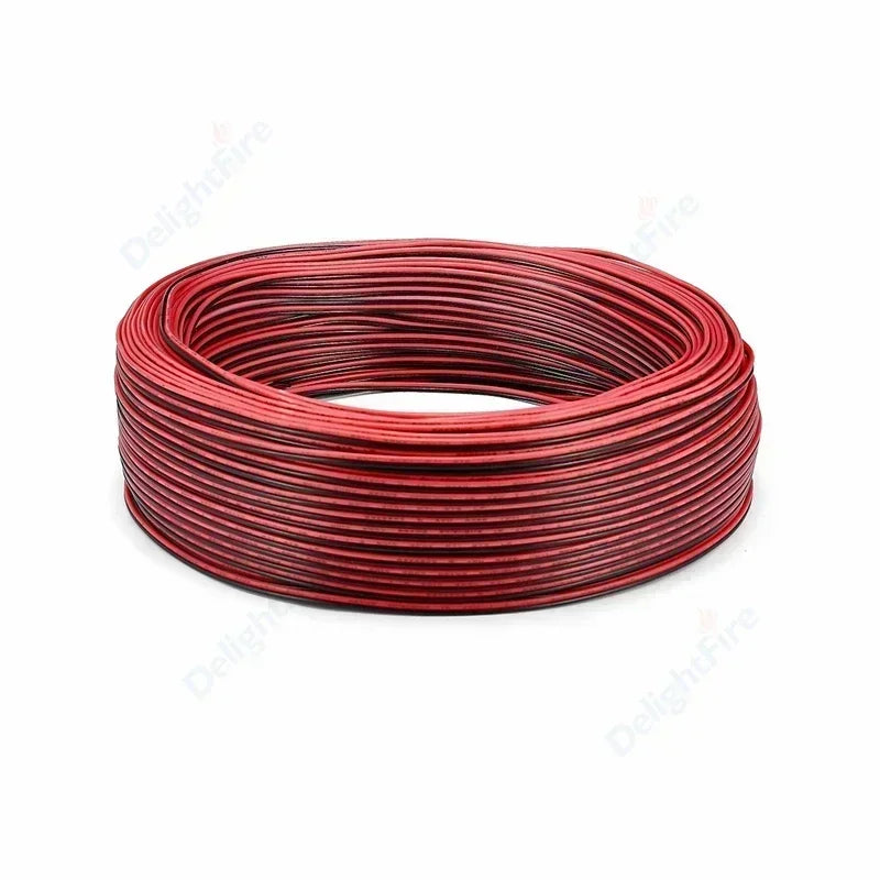 2-PIN Electrical Wire – Tinned Copper PVC Insulated Red & Black Cable for LED Strip Light Extension, 18/26/28 AWG