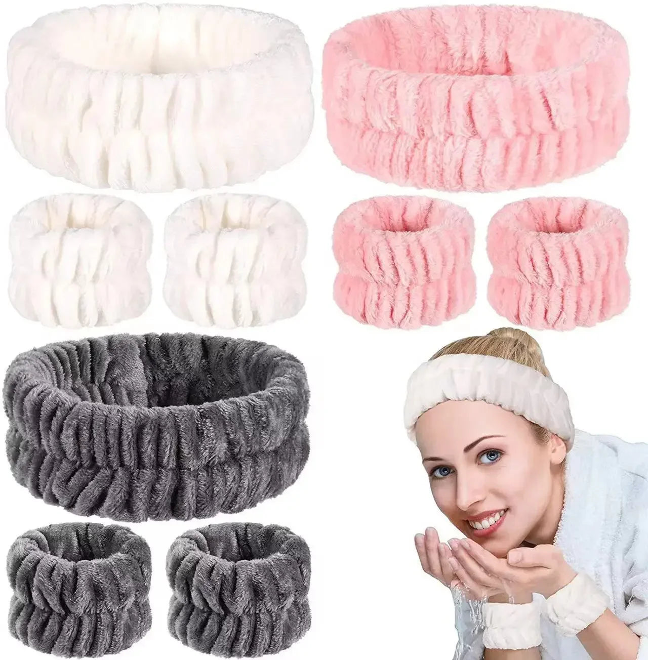 Microfiber Wrist Washband – Absorbent Wrist Sweatband Scrunchies for Women, Face Wash Towel Band, Headband Accessory