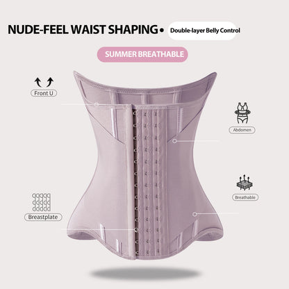 MiiOW U-Shaped Waist Trainer Corset - Steel-Boned Women's Shapewear with Button Closure and Breathable Support