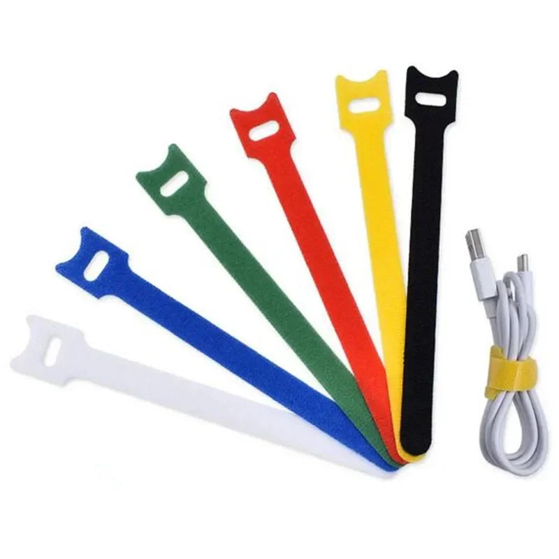 50 Pcs Reusable Adjustable Fastening Cable Ties – Nylon Hook and Loop Cord Management Straps for Organizing Wires