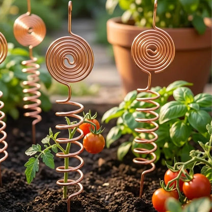Copper Electroculture Plant Stakes 1-3PCS - Coil Antenna Supports for Garden Vegetables, Flowers & Fruit Trees