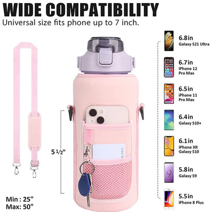 2L Water Bottle Insulator Sleeve with Strap - Portable Tumbler Bottle Case for Camping and Outdoor Sports - Drinkware Protection Bag