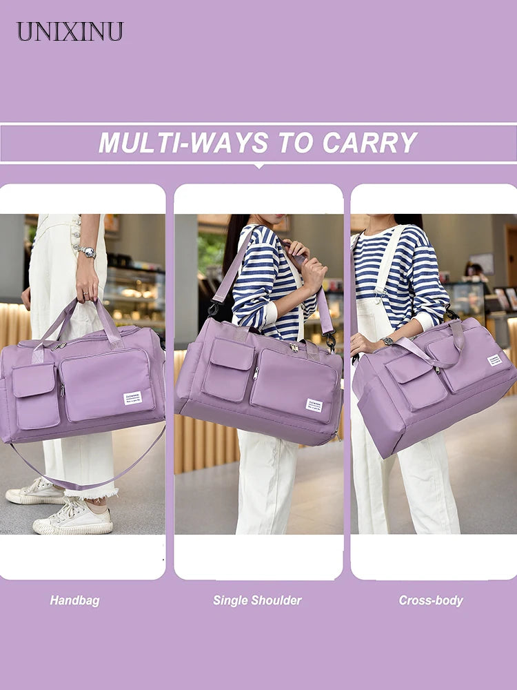 UNIXINU Large Capacity Carry-On Travel Bag: Weekender Duffle with Shoe Compartment - Perfect for Women's Sports & Fitness