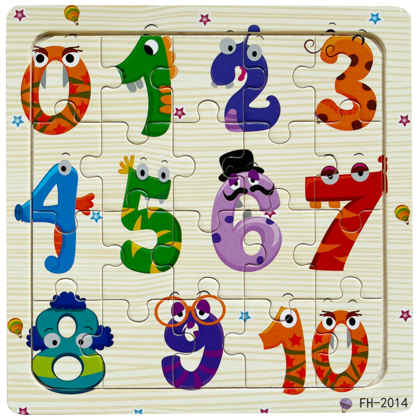 20-Piece Wooden Puzzle Set — Cartoon Animals, Cars, Letters & Numbers Educational Jigsaw Toys for Kids