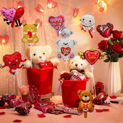 60in Standing Teddy Bear Balloon – Cute Love-Shaped Decoration for Romantic Valentine’s Day, Proposal, Wedding & Birthday Party