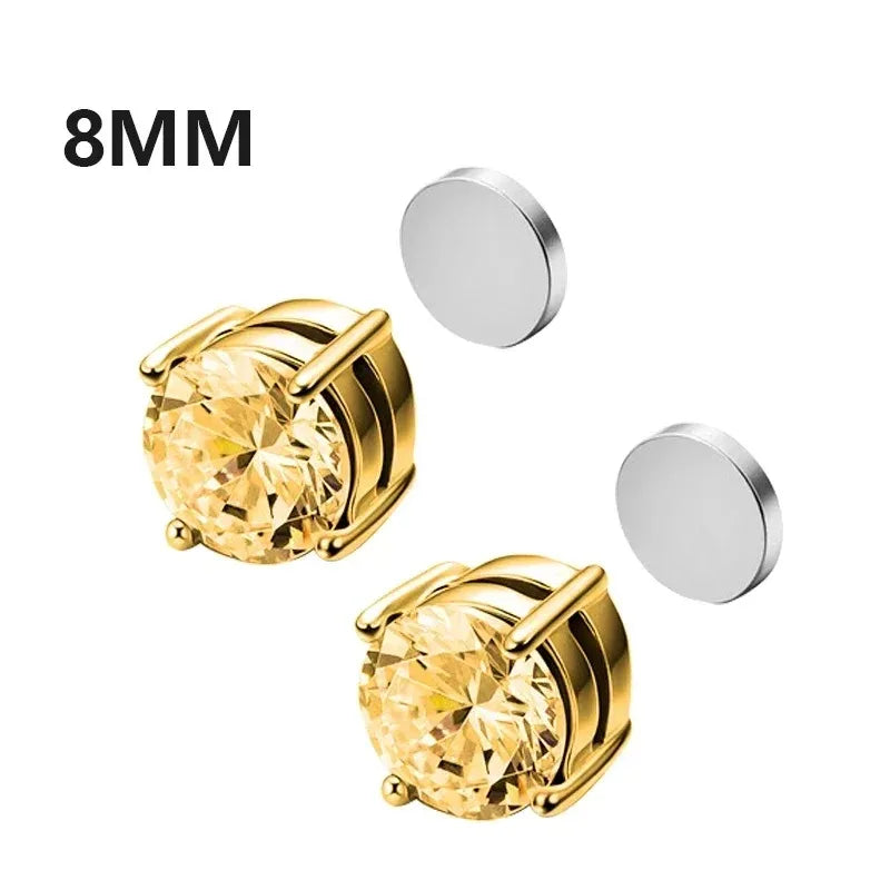 Crystal Magnetic Ear Studs – Punk Round Zircon Non-Piercing Earrings for Men & Women