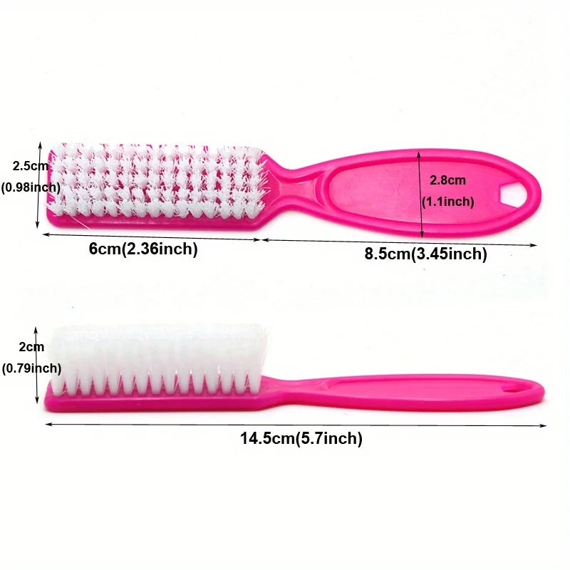 2PCS Nail Brush Set - Soft Plastic Long Handle Cleaning Brushes for Nail Art, Manicure & Dust Removal Care