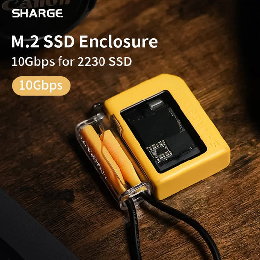 SHARGE M2 NVMe SSD Enclosure – 10Gbps PCIe USB 3.2 Gen2, Tool-Free External Adapter with Active Cooling for 2230 SSD (Up to 2TB)