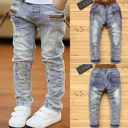 Kids Boys Skinny Jeans - Classic Denim Casual Pants for Ages 5-13