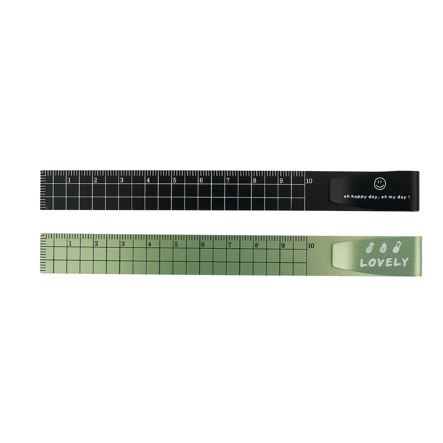2PCS Metal Bookmark Ruler - 10cm Aluminum Double-Sided Metric Measuring Scale Tool