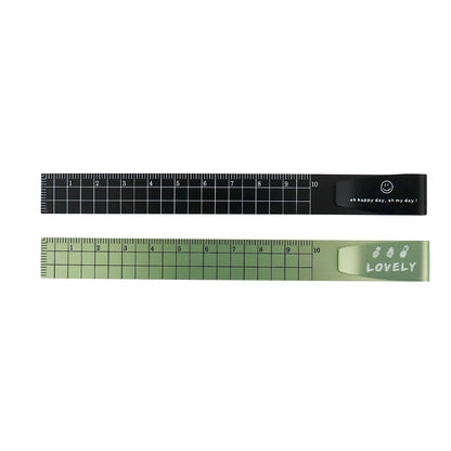2PCS Metal Bookmark Ruler - 10cm Aluminum Double-Sided Metric Measuring Scale Tool