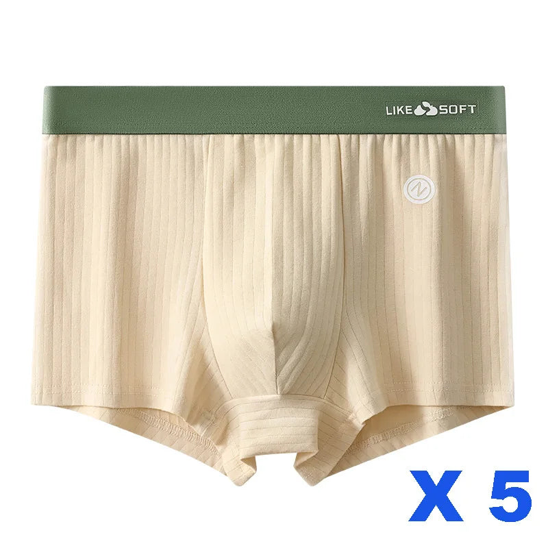 5PCS Men's Striped Boxer Shorts - Funny Comfortable Underwear with U-Convex Design
