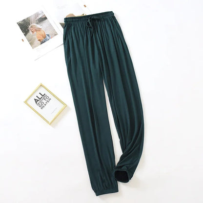 New Style Women’s Home Pants – Spring & Summer Thin Modal Loose Fit Solid Color Plus Size Bottoms