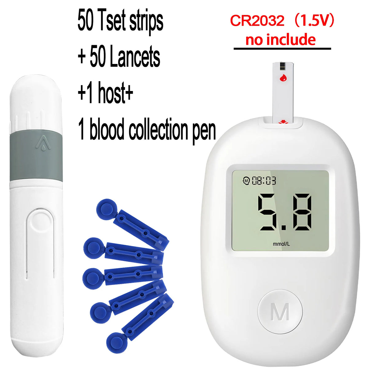 Blood Glucose Meter Kit - Digital Diabetes Monitor with 50 Test Strips and Lancets for Blood Sugar Testing