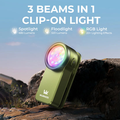 Wurkkos HD03 680LM Mini Clip Light - USB-C Rechargeable EDC Flashlight with RGB, Magnet & Spotlight/Floodlight